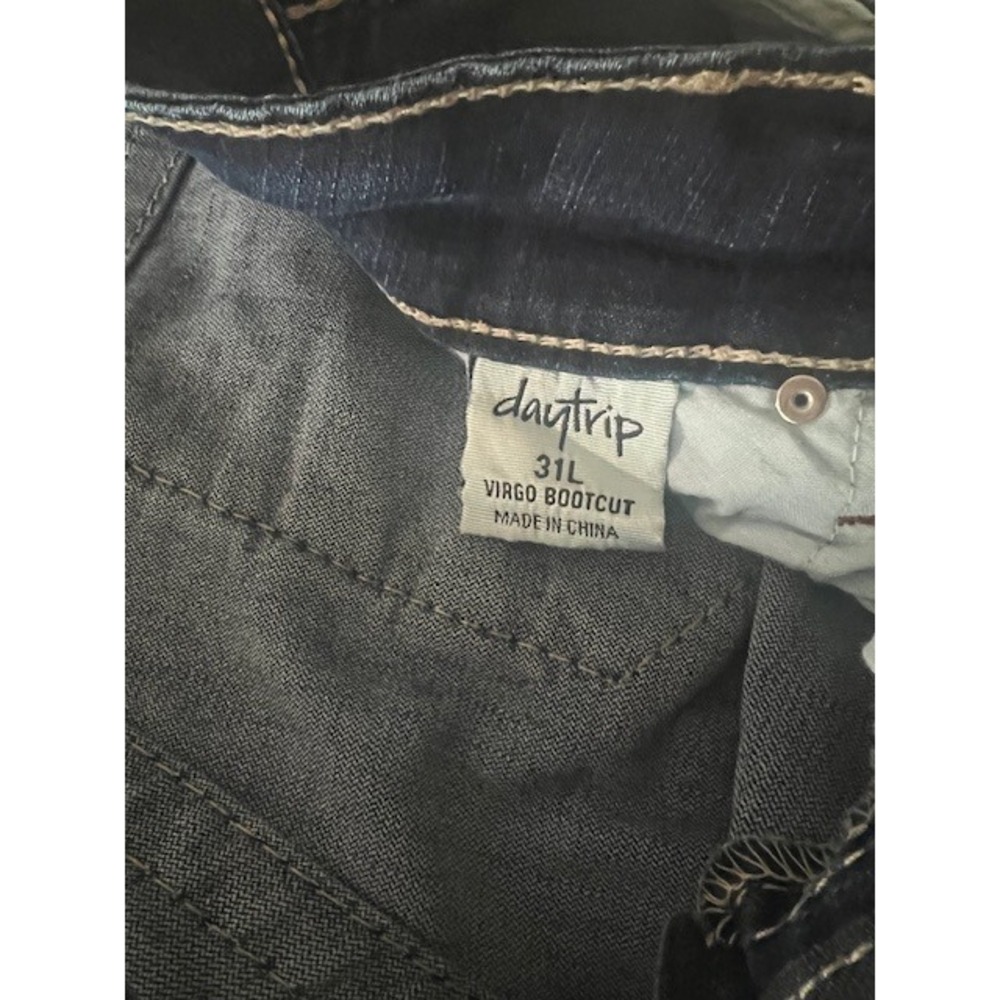 Women's Daytrip Virgo Bootcut Jeans 31L Dark Wash Contrast Stitch Denim Pants - Picture 3 of 3